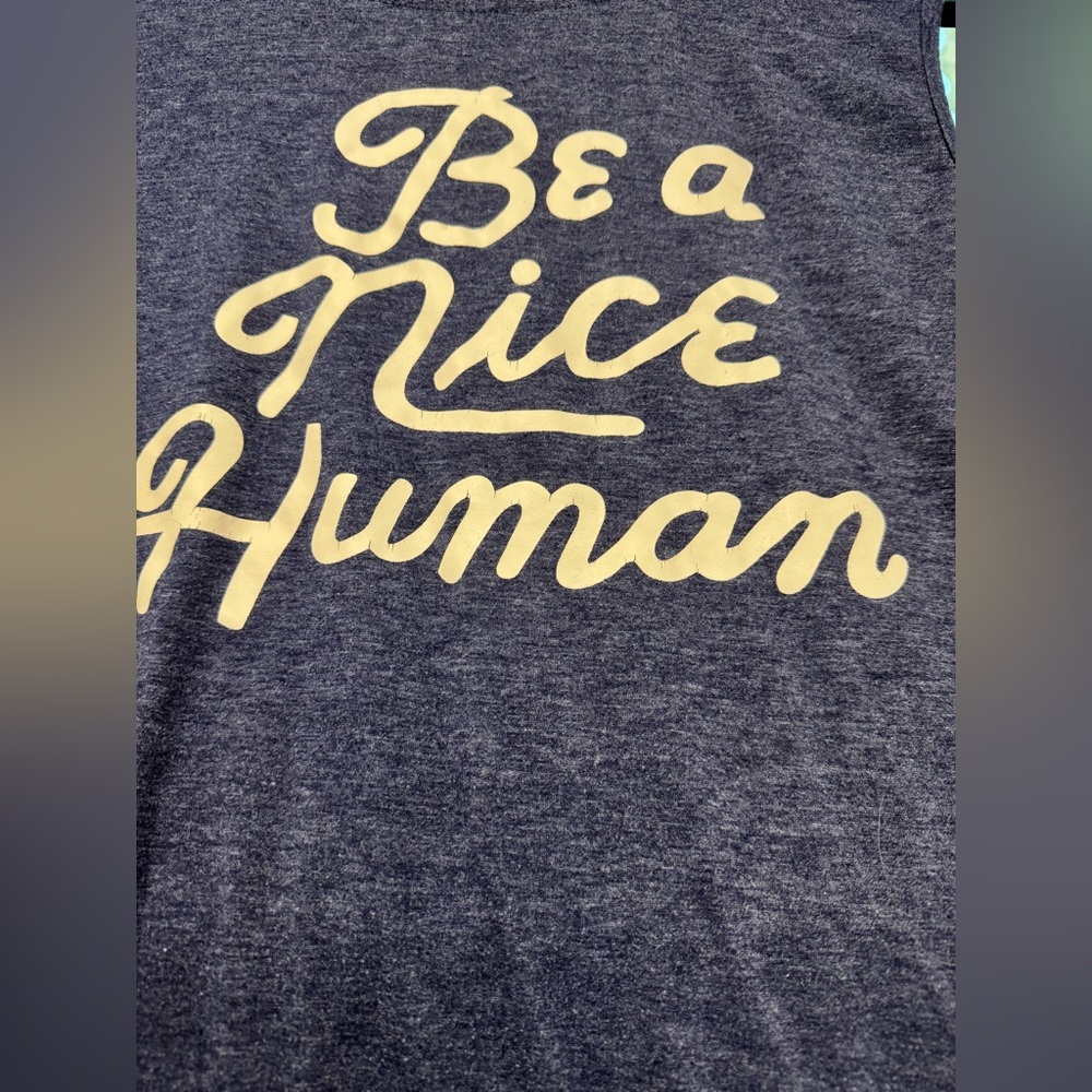 Be a Nice Human Blue Graphic Tank Top - Picture 2 of 4